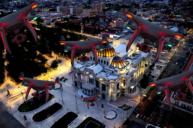 Drones iluminarán con poemas las noches en la capital mexicana